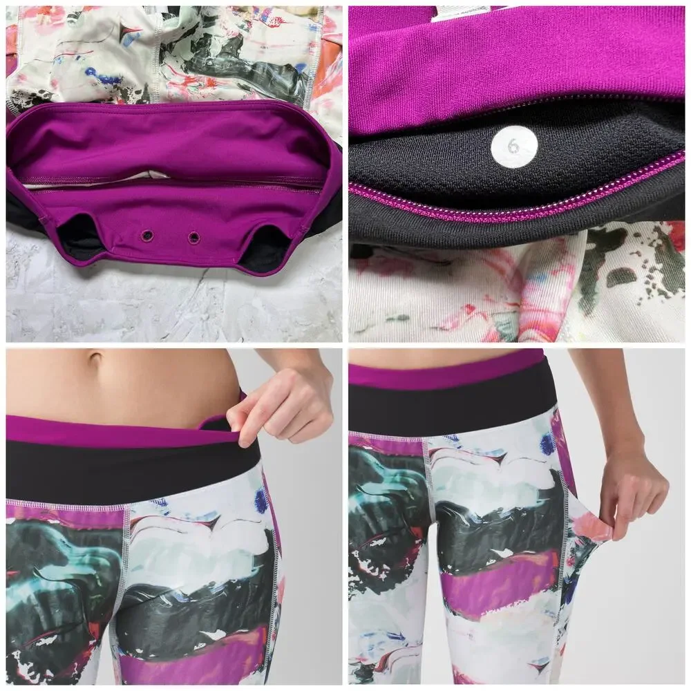 Lululemon Speed Tight III Luxtreme Leggings SIZE 6 Plum Wave Print Run Tight